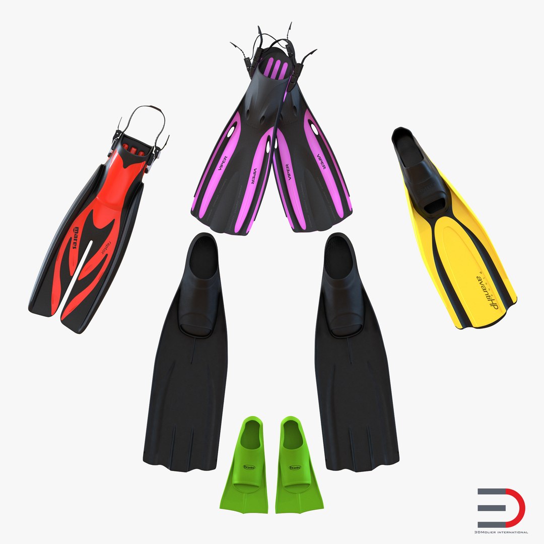 Swim Fins Collection 2 3D model preview