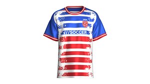Men USA Grunge Striped Soccer Jersey model