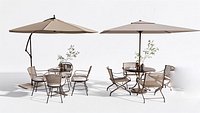 Outdoor Cafe Dining Set Collection with 2 Tables 8 Chairs and 2 Umbrellas