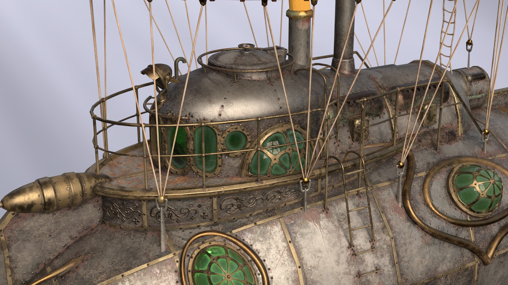 3d Steampunk Steam Dieselpunk Airship Model - Turbosquid 1377743