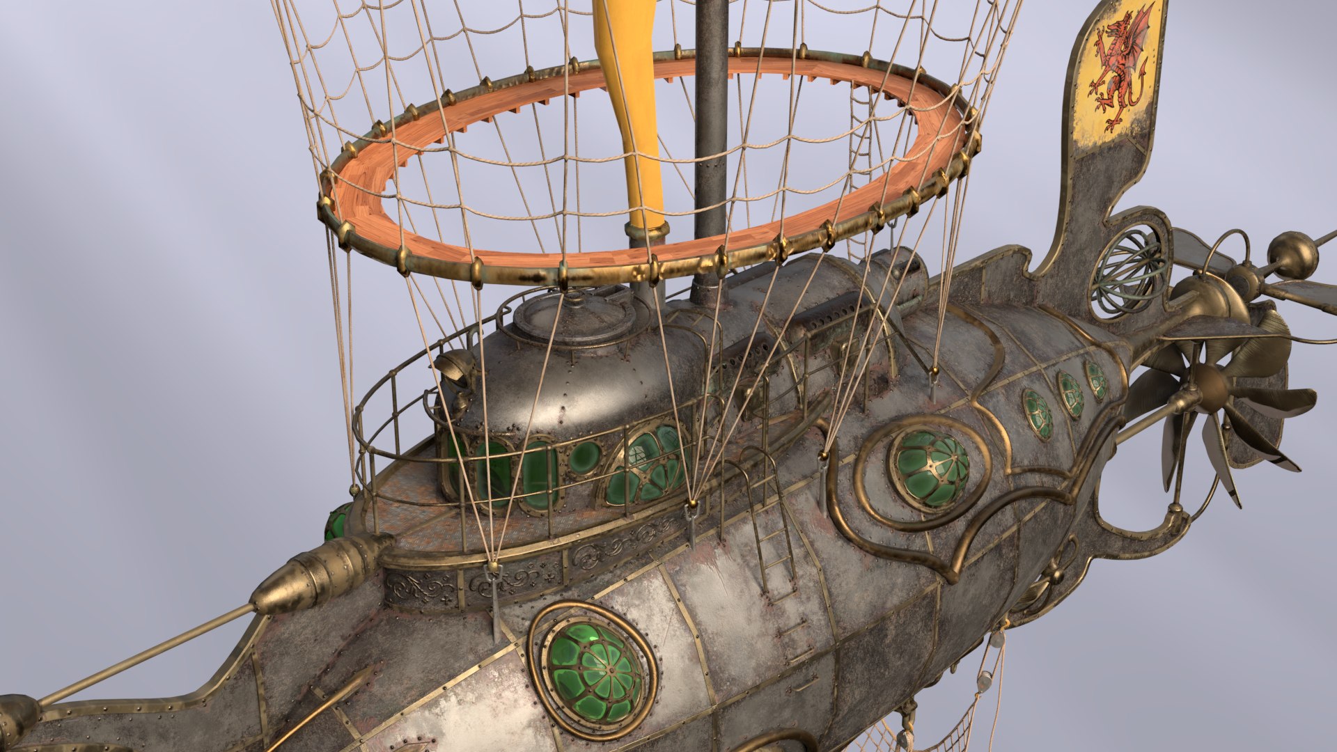 3D Steampunk Steam Dieselpunk Airship Model - TurboSquid 1377743