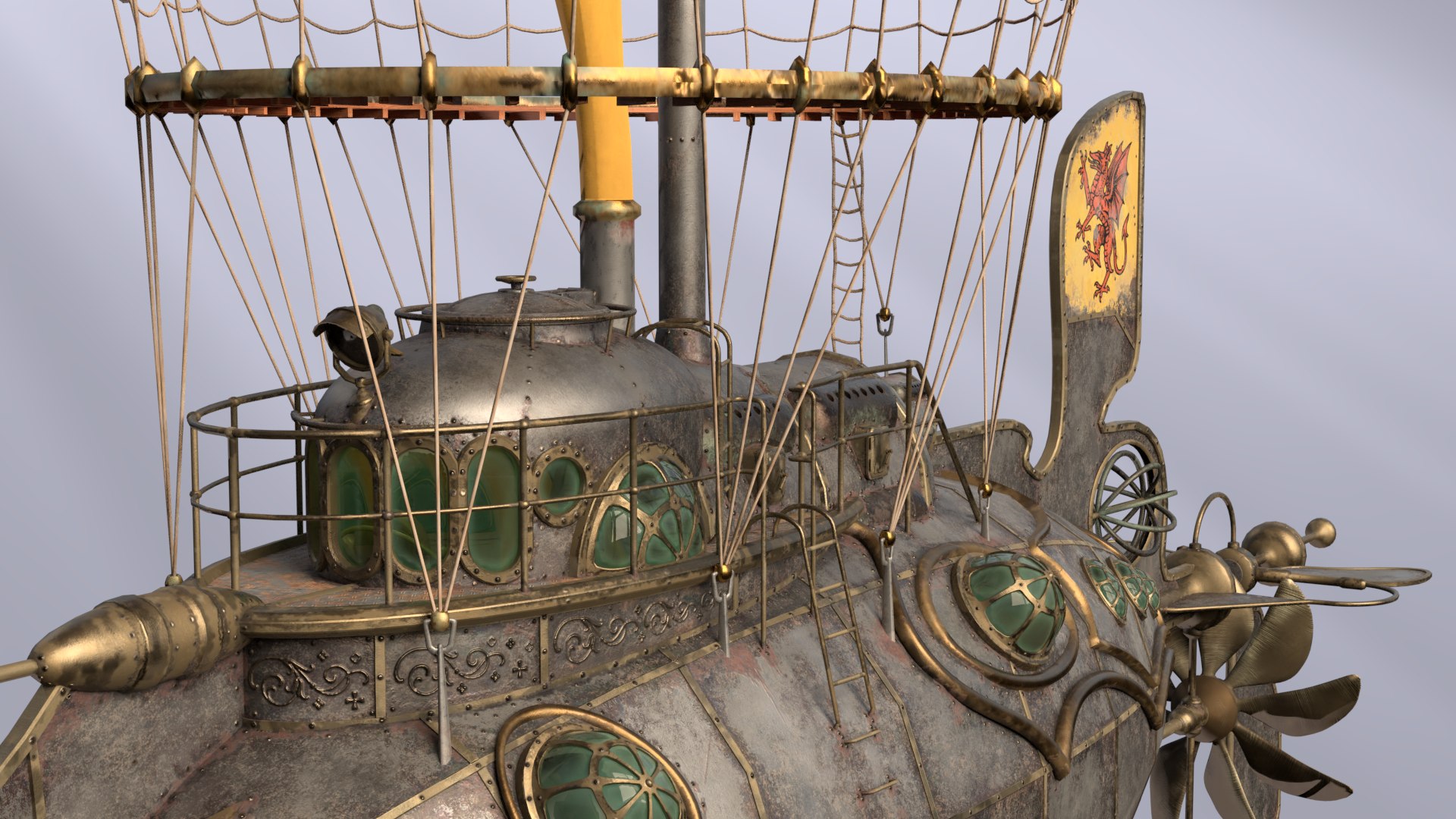 3D Steampunk Steam Dieselpunk Airship Model - TurboSquid 1377743