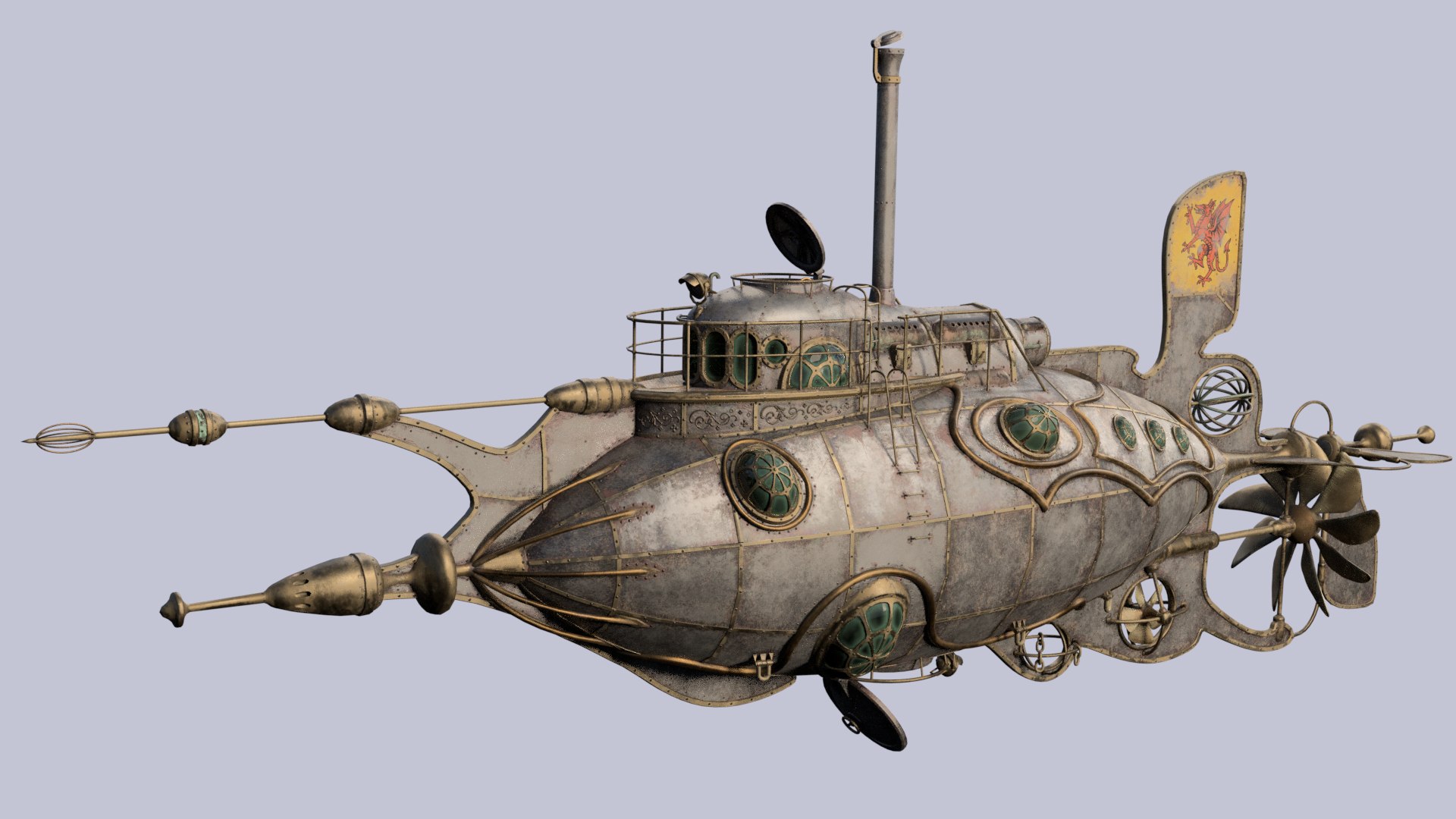 3D Steampunk Steam Dieselpunk Airship Model - TurboSquid 1377743