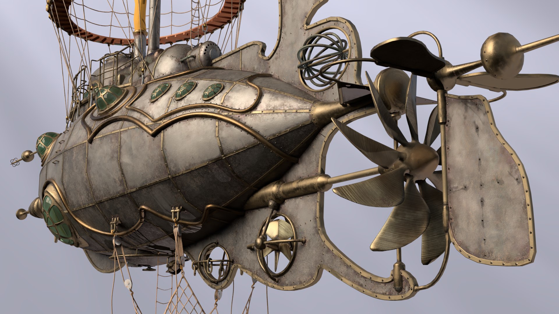 3D Steampunk Steam Dieselpunk Airship Model - TurboSquid 1377743