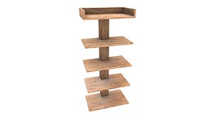 3D model Wooden Shelf 3D Model AR VR PBR Low-poly 3D model
