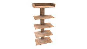 Wooden Shelf 3D Model AR VR PBR Low-poly 3D model