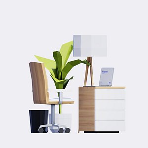3D model Low Poly Minimal Office Furniture Pack