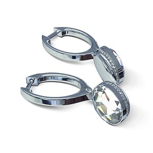 silver earrings 3D