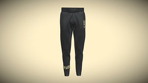 3D model Mens Black And Gold Pant In Low Poly