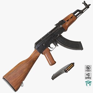 Light Machine Gun 10 Wood All PBR Unity UE Textures 3D model