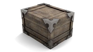 3D ancient wooden box