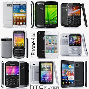Collection of gadgets 2012 smartphone mobile phone cellular tablet BlackBerry iPhone Samsung galaxy HTC