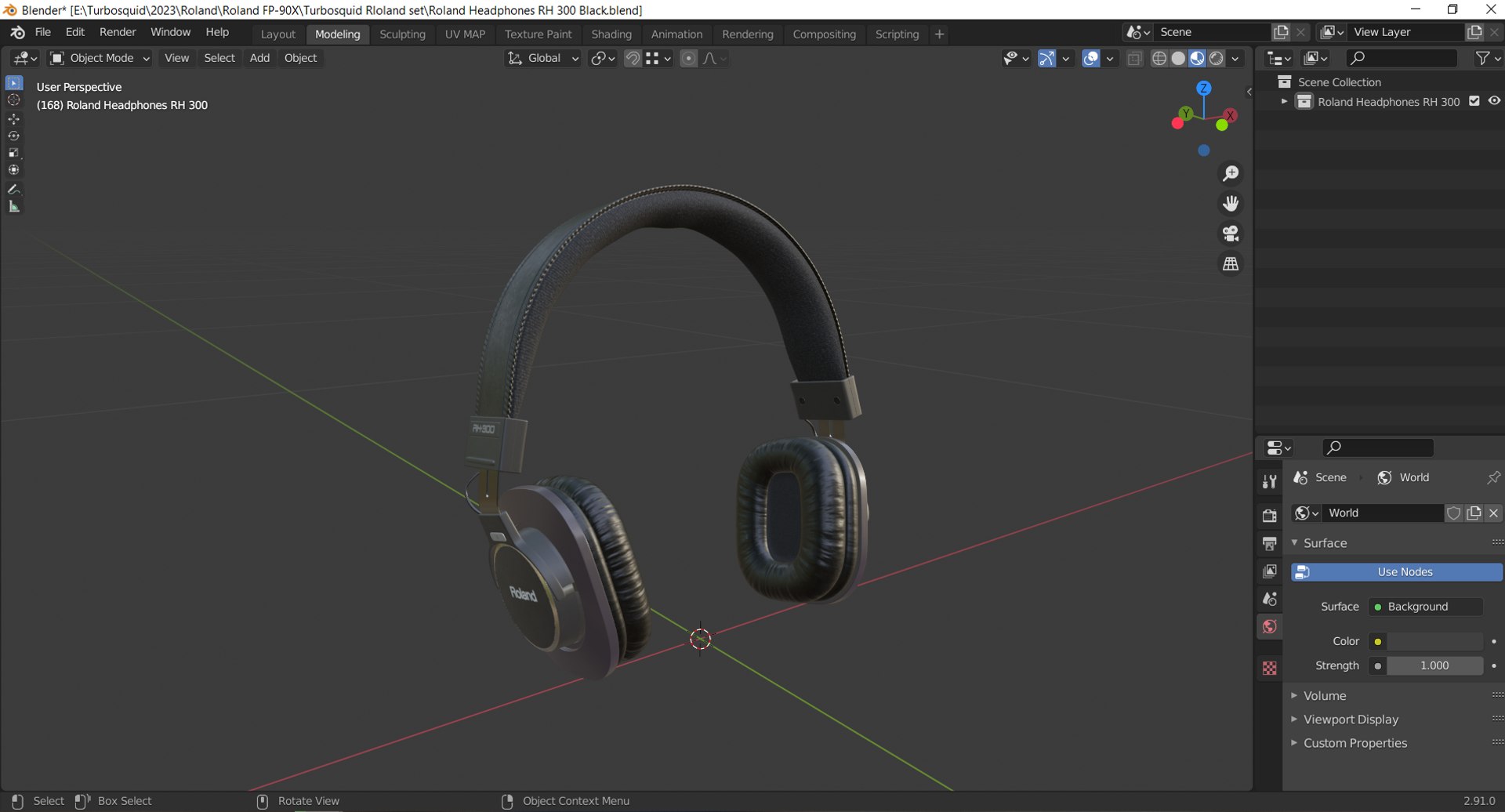 3D Roland Headphones RH 300 Black - TurboSquid 2012462