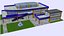 modernes einkaufszentrum gebäude low poly