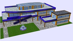 modern shopping center building low poly