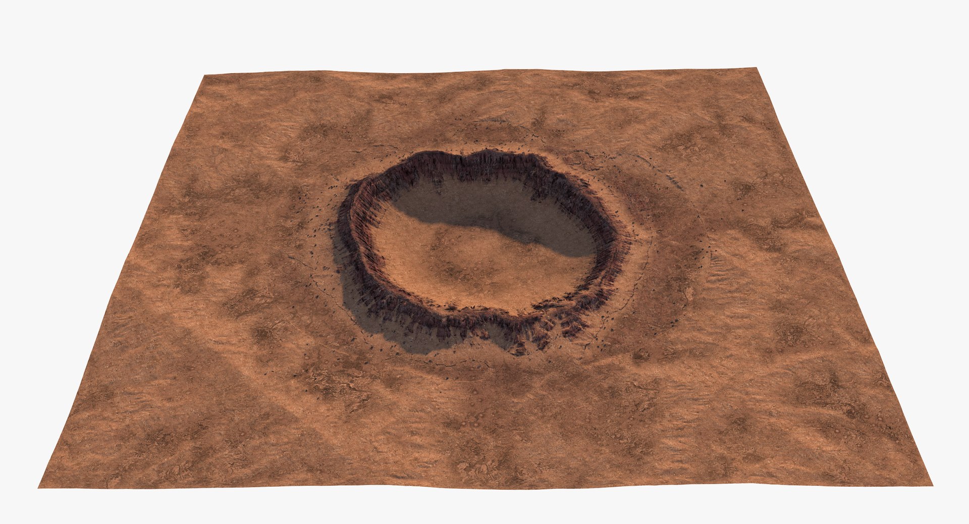 3D impact crater model https://p.turbosquid.com/ts-thumb/tT/cEUK22/OHX8AiLu/06crater_color0005/jpg/1515696421/1920x1080/fit_q87/4f34a58819dad32038a8638aafd5b83b1739a496/06crater_color0005.jpg
