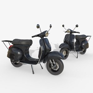 Classic Vintage Scooter - Black Retro 3D