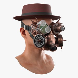 Burning Man Steampunk Style Protective Mask with Fedora Copper Brown
