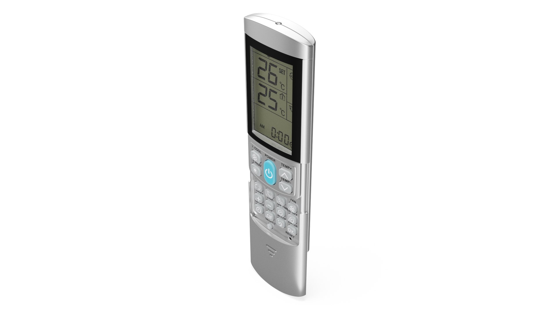 Universal Air Conditioner Remote Control Silver 3D model preview