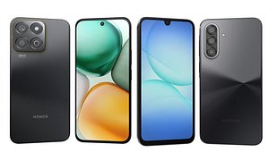 Samsung Galaxy A17 Black And Honor X7c Black 3D model