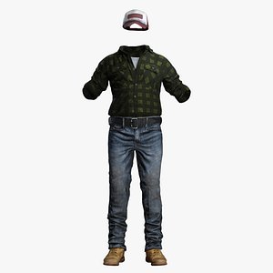 3D Lumberjack Outfit with Hat - Game Ready