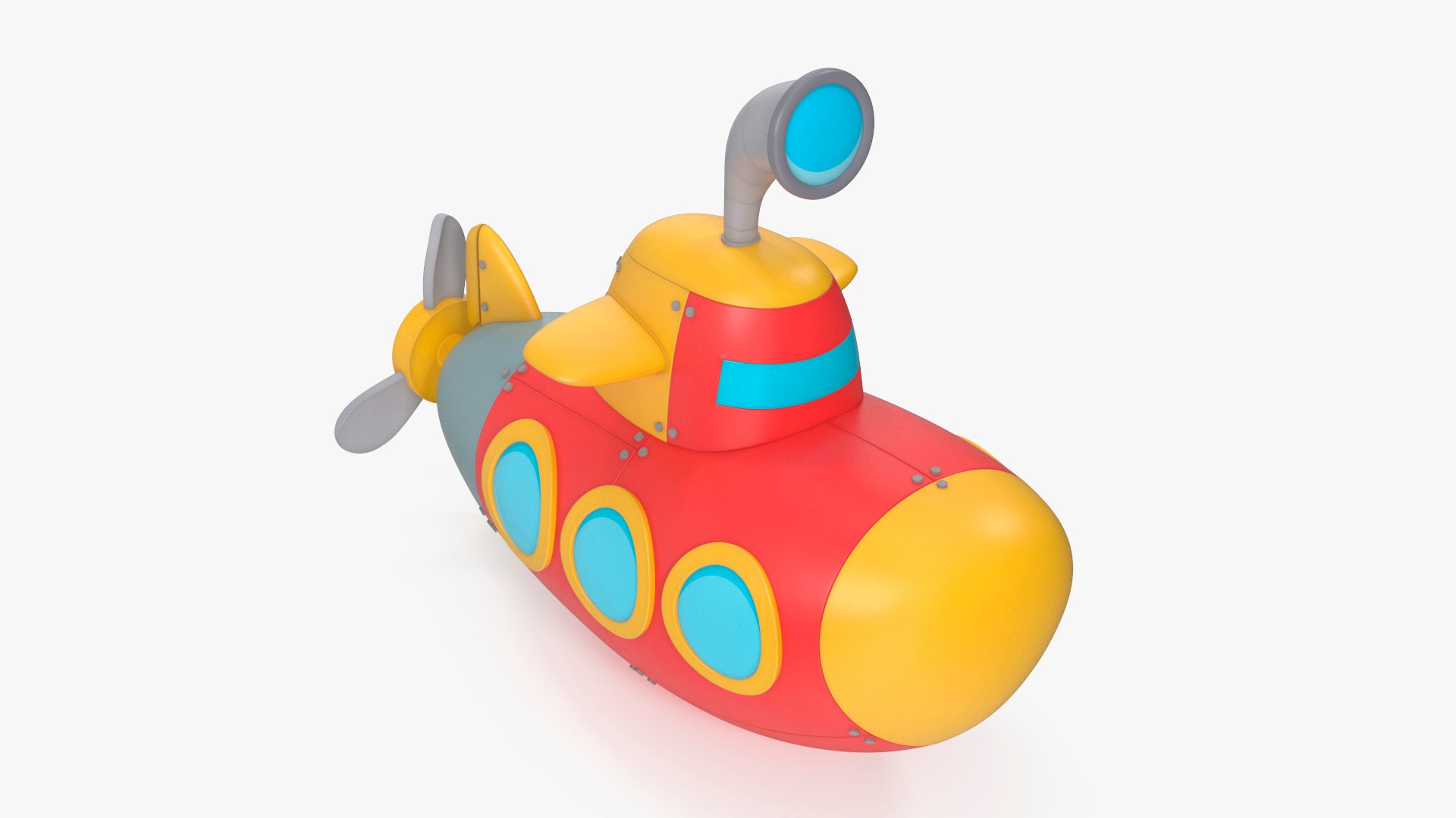 Cartoon Submarine Red 3D model preview