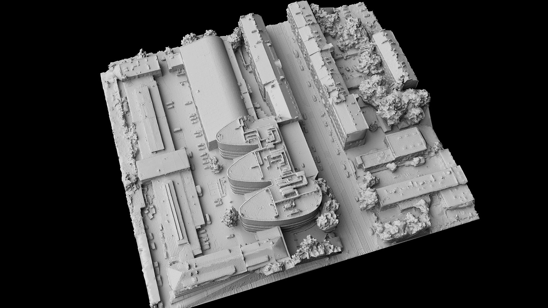 Old Town Streets Factory City Urban Sector Drone Scan 3D Model ...