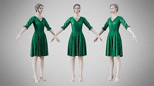 Dress 06 Emerald Velvet Green model