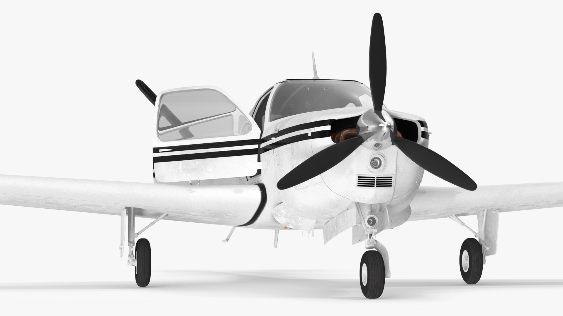 Private Aircraft Beechcraft Bonanza S35 V Tail Rigged for Cinema 4D 3D model preview