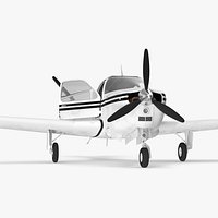 Private Aircraft Beechcraft Bonanza S35 V Tail Rigged for Cinema 4D