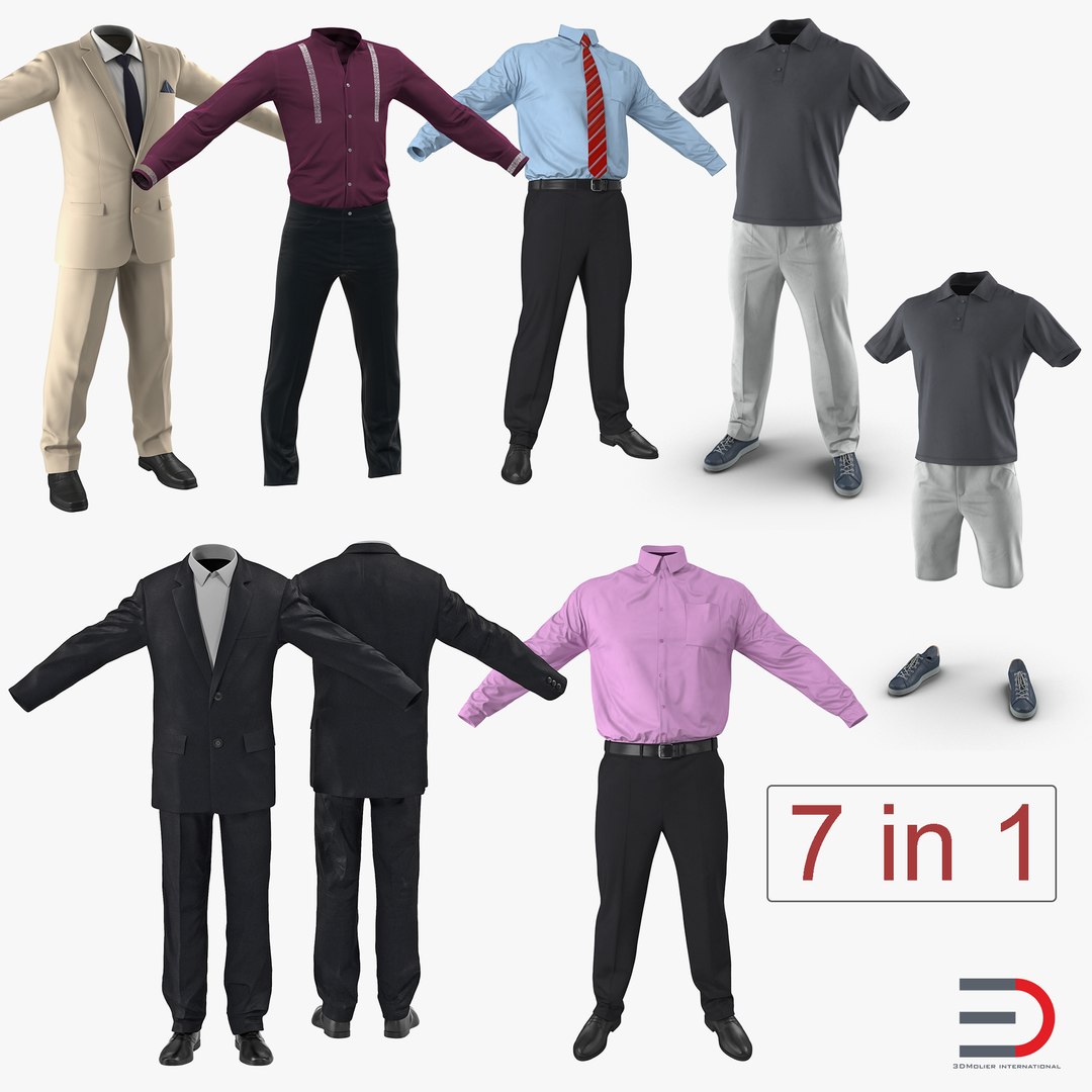 Men Clothes Collection 3D model preview