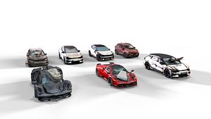 3D model Damaged Cars Pack - Wrecked - Crashed Cars Collection