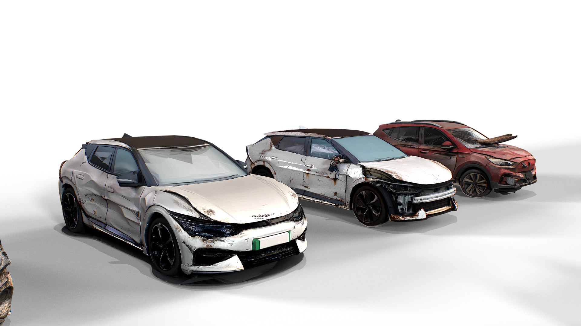 3D Model Damaged Cars Pack - Wrecked - Crashed Cars Collection ...