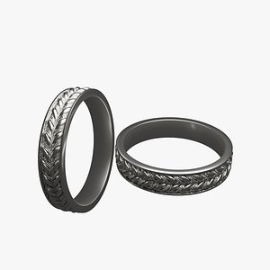 Silver ring with braids engraving