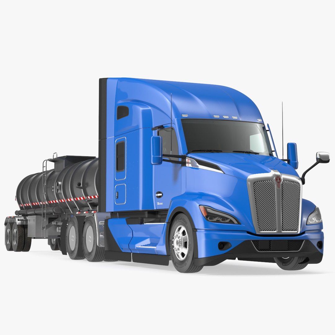 Kenworth Truck with Tanker Trailer Rigged 3D model preview