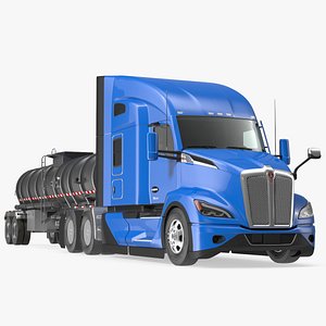 3D model Kenworth Truck with Tanker Trailer Rigged