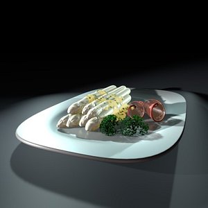 asparagus ham hollandaise 3d c4d