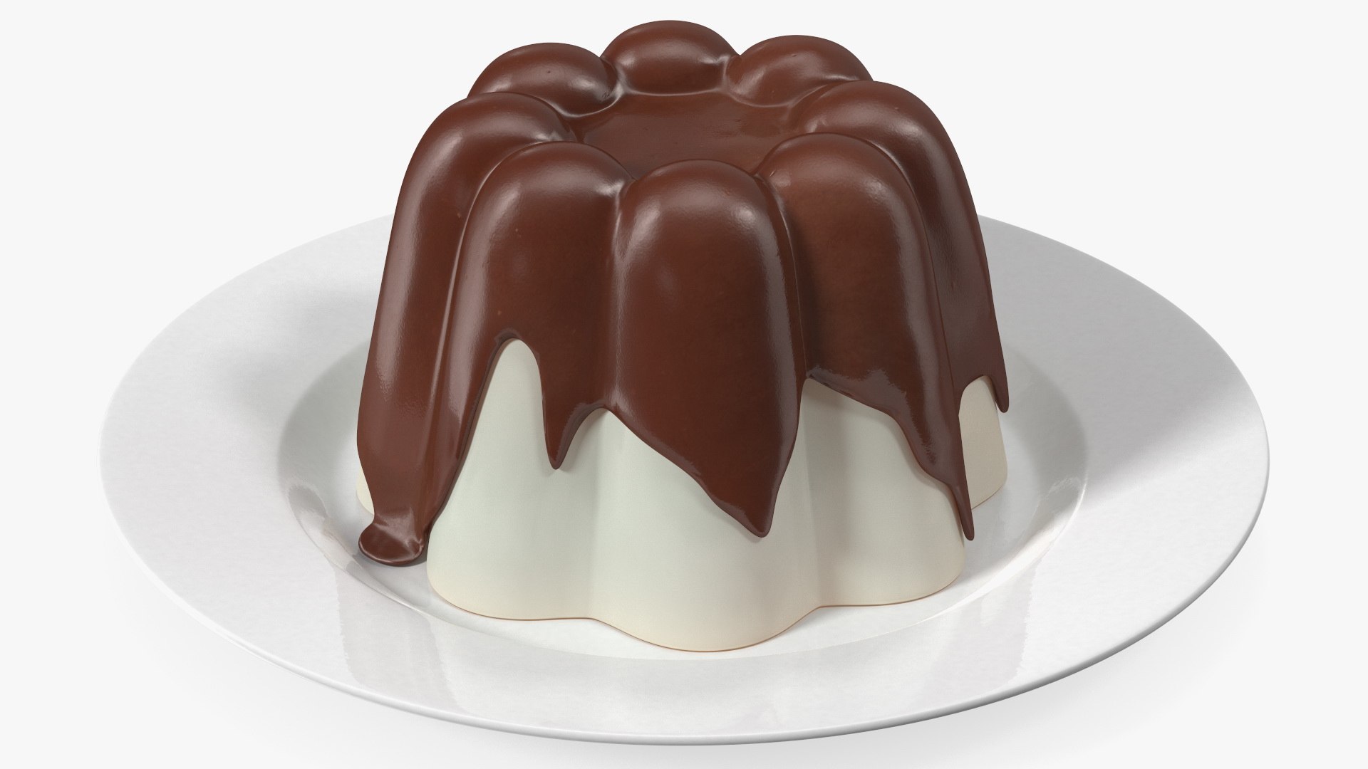 Milky Jelly Pudding on Plate 3D model preview