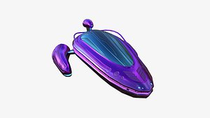 3D Alien Spaceship UFO H04 Purple Blue - Sci Fi Spacecraft Design
