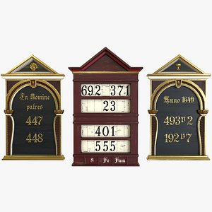 Antique Hymn Boards Red - PBR 3D