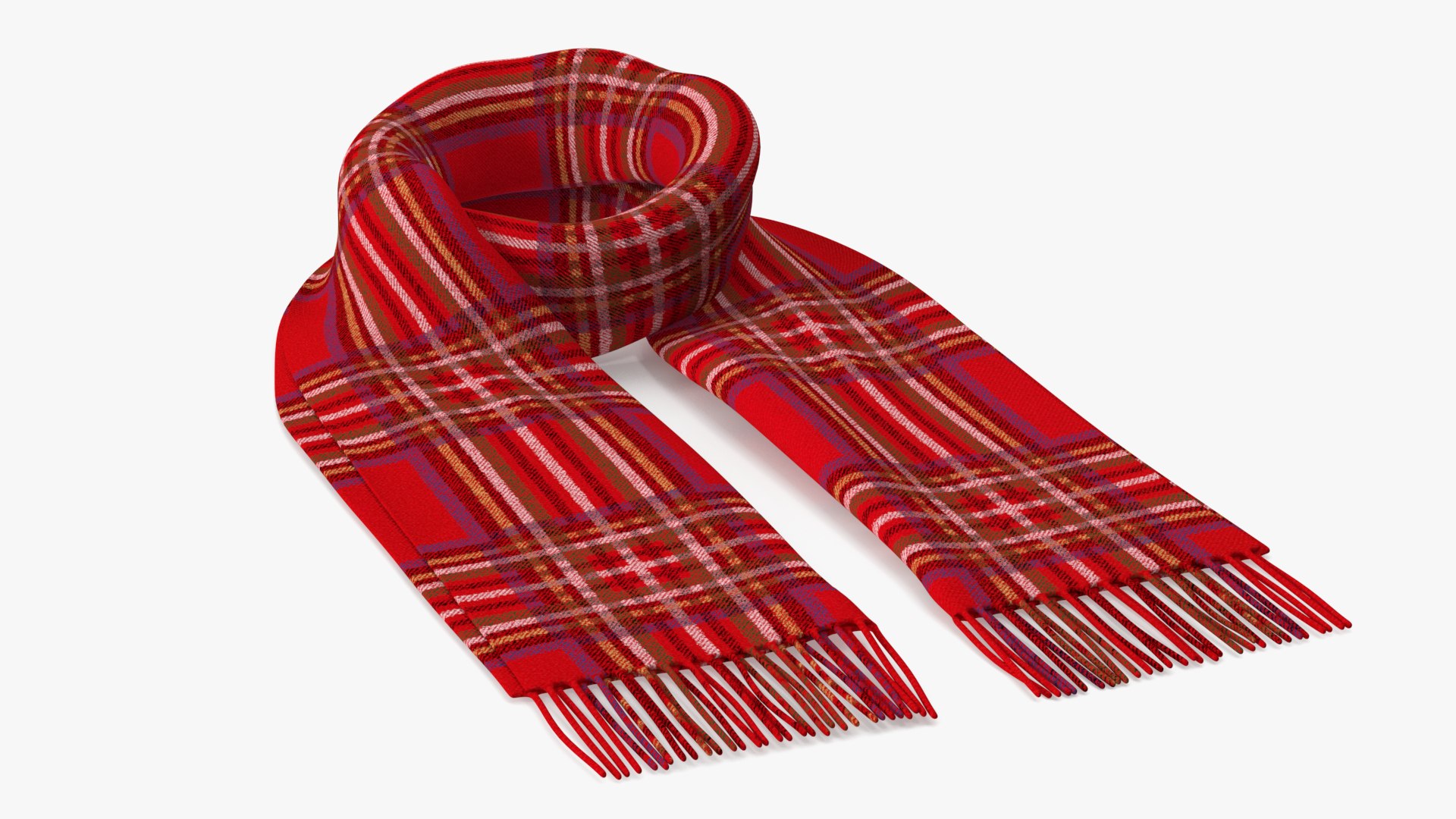 Rolled Red Classic Plaid Scarf model - TurboSquid 2112330