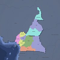 Cameroon Admin 1 3D Map - Mercator