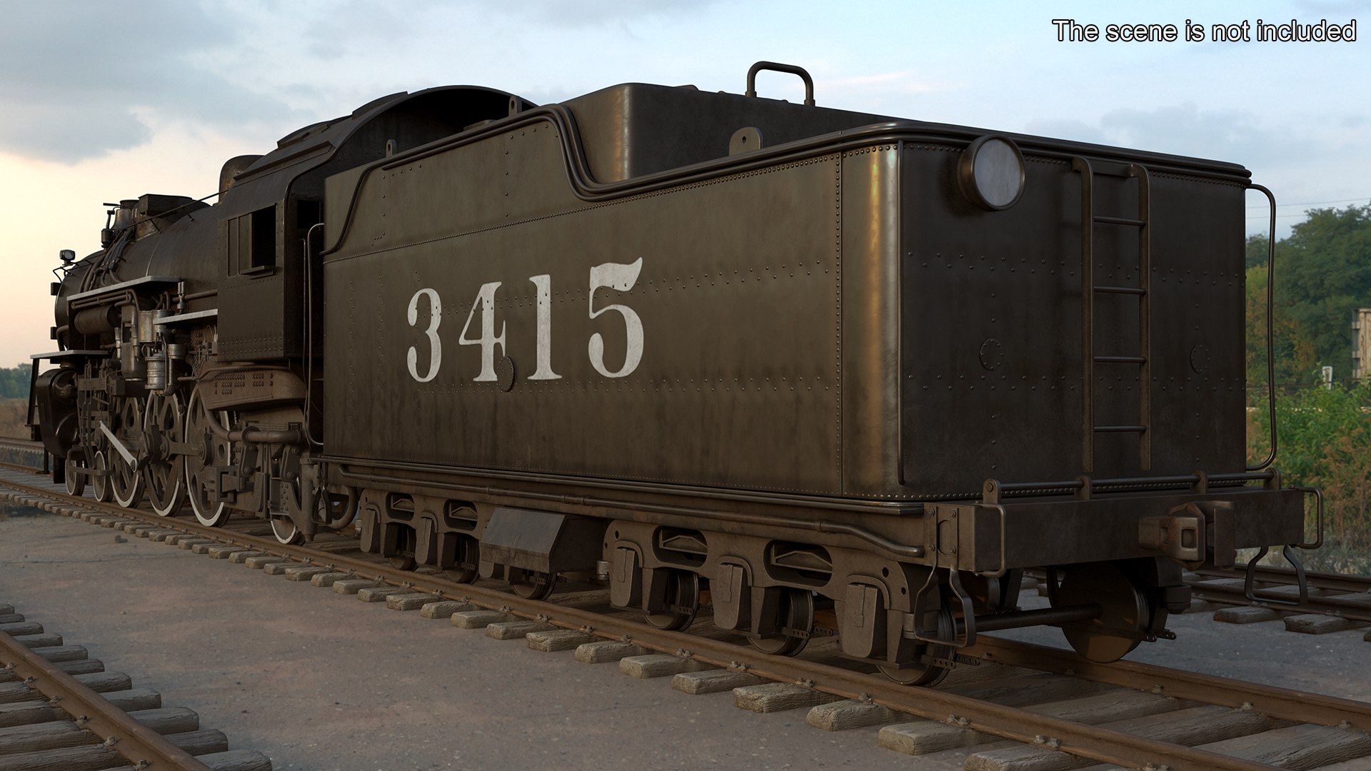 Vintage Steam Locomotive And Tender Rigged Model - TurboSquid 2295111