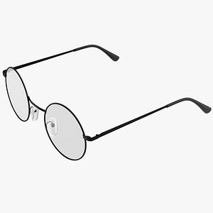 Round Circle Black Frame Glasses 3D model