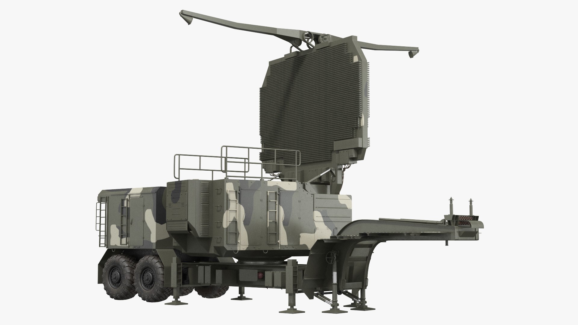 Phased Array Aquisition Radar 64N6 Camouflage Rigged 3D model preview