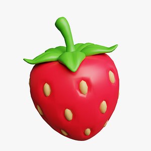3D Strawberry Cartoon Stylized
