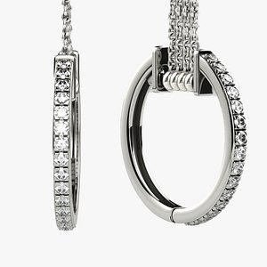 Square Prongs Fashion Gold Earrings 3D model