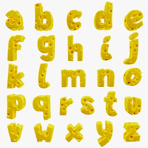 Cheese Alphabet lower-case 3D model