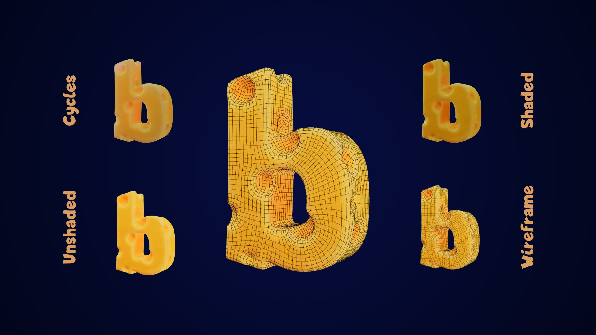 Cheese Alphabet lower-case 3D model https://p.turbosquid.com/ts-thumb/tV/FTfPGI/gr/cheesealphabetlowercase0002917/png/1688570939/1920x1080/fit_q87/ed94aec383a8b2ca89cda0d8661e592e050215c8/cheesealphabetlowercase0002917.jpg