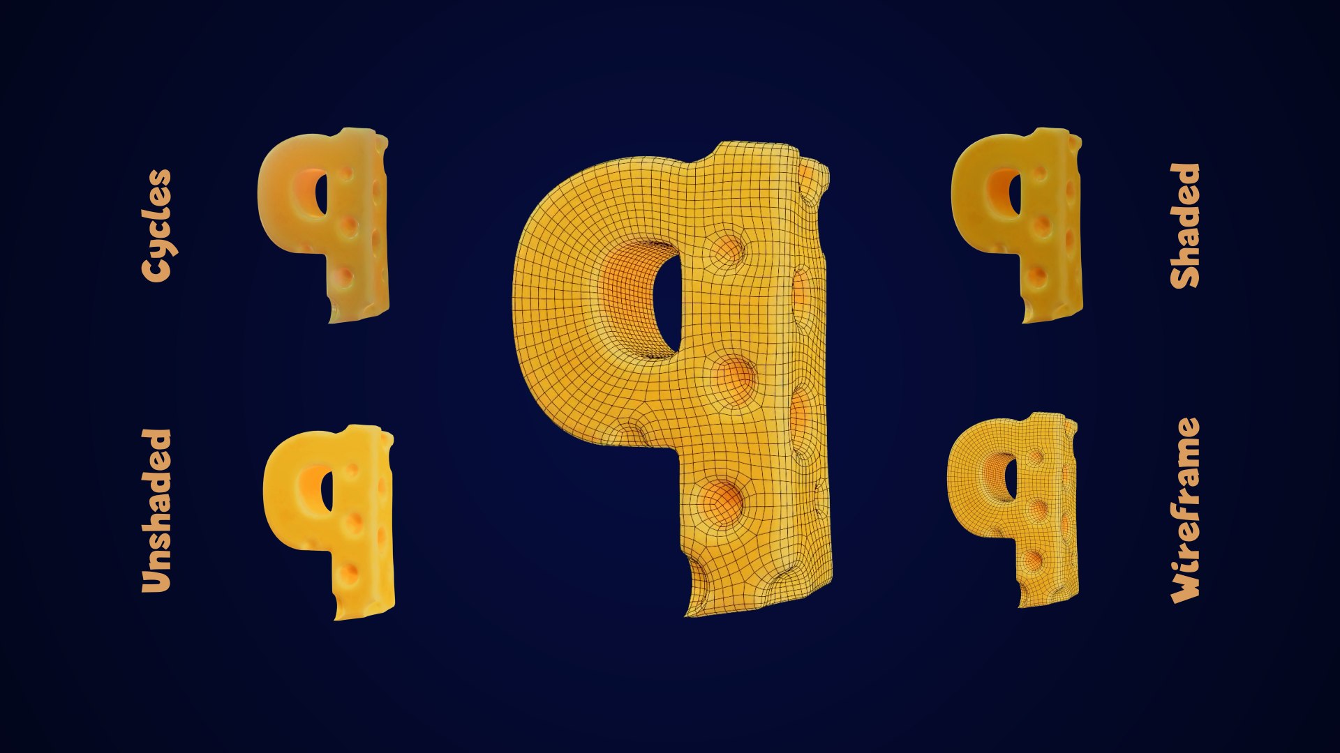Cheese Alphabet lower-case 3D model https://p.turbosquid.com/ts-thumb/tV/FTfPGI/rC/cheesealphabetlowercase0025917/png/1688570954/1920x1080/fit_q87/5c833f796d53bae532a0891ac03afec30b737de3/cheesealphabetlowercase0025917.jpg